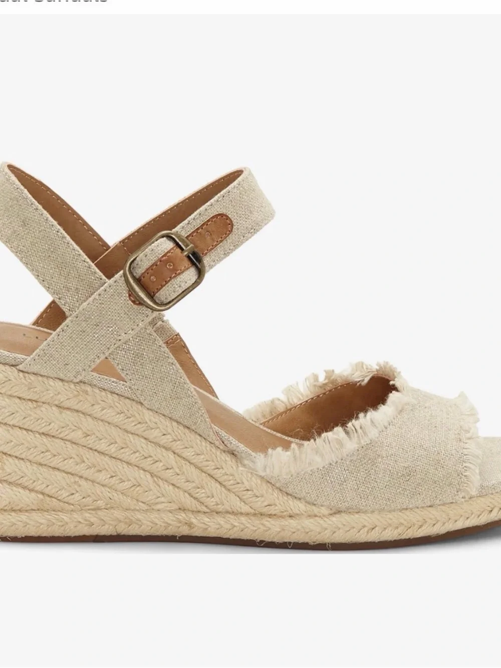 BRAND NEW Lucky Brand Frayed Espadrille Wedge Sandal in Beige
